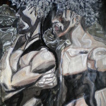 「nous sommes cachés!!」というタイトルの絵画 Herve Yann Duboisによって, オリジナルのアートワーク, グワッシュ水彩画