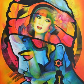 Peinture intitulée "la caresse du temps" par Jeannette Guichard-Bunel, Œuvre d'art originale, Huile