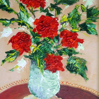 Pintura titulada "PETIT VASE VERT SUR…" por Nicodi, Obra de arte original, Acrílico