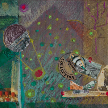 Collages titled "Bird and stamp" by Mandy Sand, Original Artwork, Other