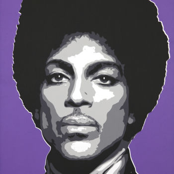 Collagen mit dem Titel "Portrait Prince" von Jerome Bourgeot, Original-Kunstwerk, Scherenschnitt