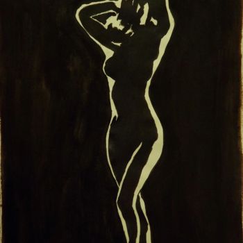 Drawing titled "nu en négatif" by Laurent Chabrillat, Original Artwork, Ink