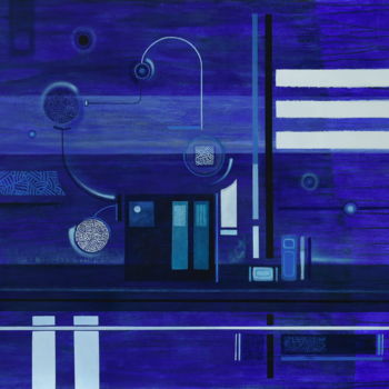 Peinture intitulée "BLUE CITY" par Pascal Buffard, Œuvre d'art originale