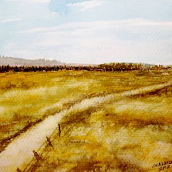 Peinture intitulée "paysage bord de Loi…" par Laurent Chabrillat, Œuvre d'art originale, Aquarelle