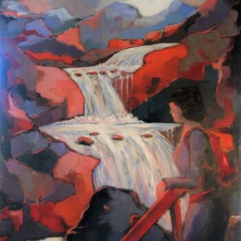 Peinture intitulée "La cascade de l'enf…" par Jacky Dumergue, Œuvre d'art originale, Huile