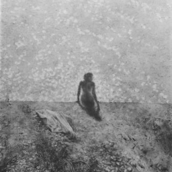 Drawing titled "Isis au bain" by Sébastien Bocquet, Original Artwork, Charcoal