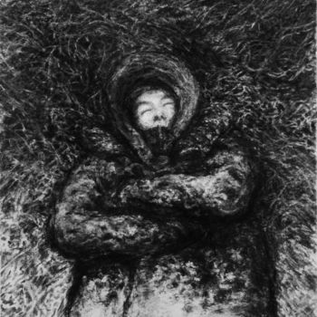 Drawing titled "l'herbe fraîche" by Sébastien Bocquet, Original Artwork, Charcoal