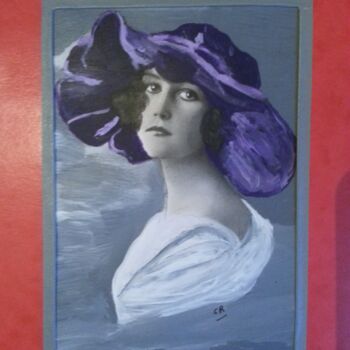 Painting titled "Portrait vintage" by Christine Ranchoux Soleillant, Original Artwork, Acrylic