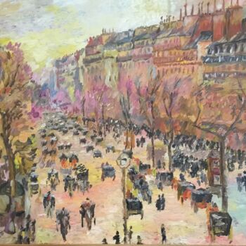 Painting titled "Париж , бульвар Мон…" by Vsevolod Chistiakov, Original Artwork, Oil