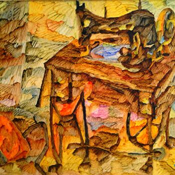 绘画 标题为“La machine a coudre” 由Slobodan Spasojevic (Spaki), 原创艺术品, 油