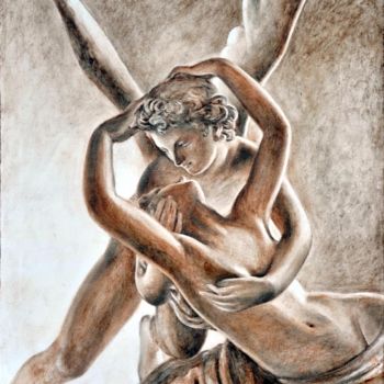 Painting titled "Le baiser de l’Amou…" by Jie Zh, Original Artwork