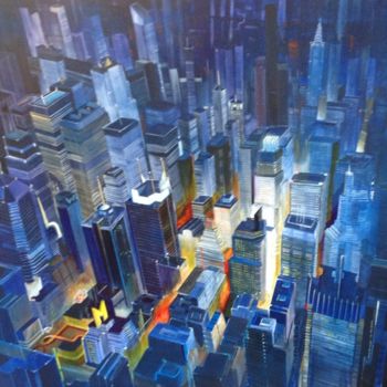 Painting titled ""Vol de nuit sur Ma…" by Philippe Metaireau, Original Artwork