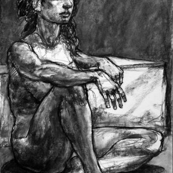 Dessin intitulée "fusain 2016 août 1" par Christian Rolland, Œuvre d'art originale, Fusain
