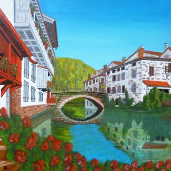 Painting titled "au fil de l'eau" by Gilbert Devesa, Original Artwork, Acrylic Mounted on Wood Stretcher frame