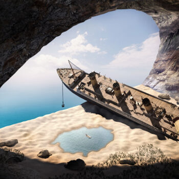 Digitale Kunst mit dem Titel "wrecked ship in the…" von Konstantin Petrov, Original-Kunstwerk, 3D Modellierung