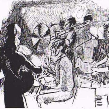 Dessin intitulée "jazz" par Claude Hardenne, Œuvre d'art originale, Encre
