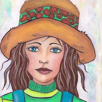Pintura intitulada "Farm Girl" por Ellen Hendrikx, Obras de arte originais, Acrílico