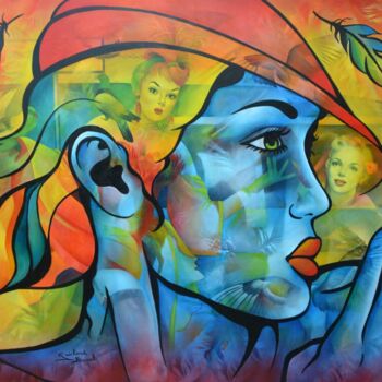 Pintura titulada "plume" por Jeannette Guichard-Bunel, Obra de arte original, Oleo
