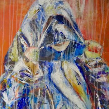 Peinture intitulée "l'enfant au capucho…" par Isabelle Reygaerts, Œuvre d'art originale, Acrylique