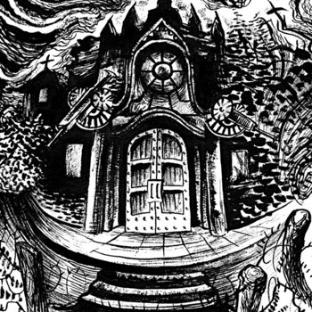 Peinture intitulée "The Library" par Journeymandesigns, Œuvre d'art originale, Encre