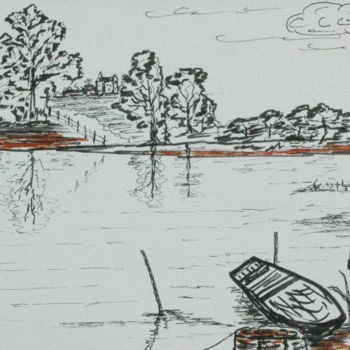 「AU FIL DE L'EAU」というタイトルの描画 Dominique Thivollierによって, オリジナルのアートワーク, インク