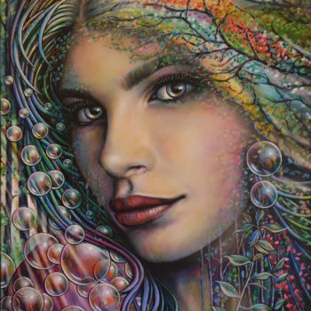 Painting titled "ROMANTICA" by Jean-Jacques Briquet, Original Artwork, Acrylic Mounted on Wood Stretcher frame