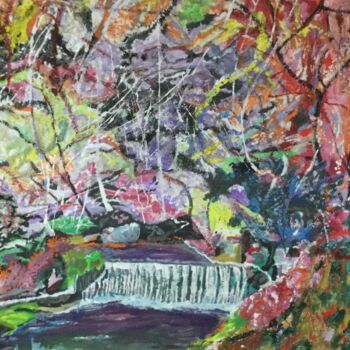 Ζωγραφική με τίτλο "entre les arbres" από Mohammed Rachid Iraqi, Αυθεντικά έργα τέχνης, Λάδι