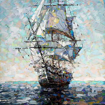 Painting titled "The light movement" by Dmitry Kustanovich, Original Artwork, Oil Mounted on Wood Stretcher frame