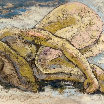 Schilderij getiteld "Nu couché (3)" door Dominique Bertrand, Origineel Kunstwerk, Olie