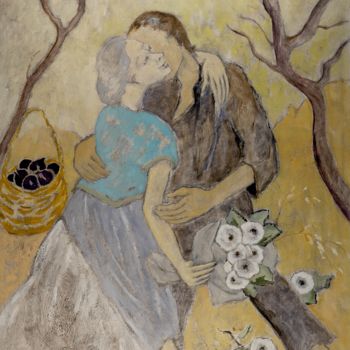 Peinture intitulée "La pensée" par Dominique Bertrand, Œuvre d'art originale, Huile