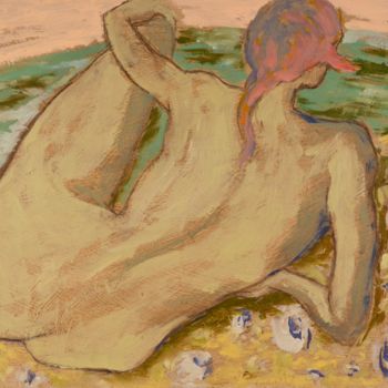 Ζωγραφική με τίτλο "Nu devant la mer" από Dominique Bertrand, Αυθεντικά έργα τέχνης, Λάδι