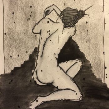 Drawing titled "La rêveuse" by Loup Pélissier, Original Artwork