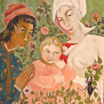 Peinture intitulée "Nativité" par Dominique Bertrand, Œuvre d'art originale, Huile