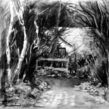 图画 标题为“House at the Edge o…” 由Irene Butcher, 原创艺术品, 木炭