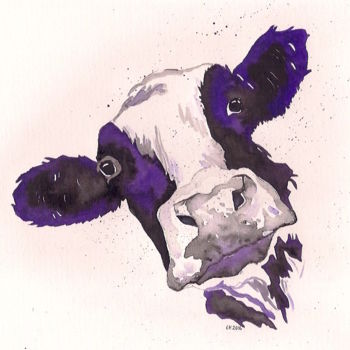 Peinture intitulée "cow" par Ellen Hendrikx, Œuvre d'art originale, Aquarelle