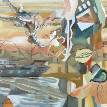 Peinture intitulée "La chute d'Icare" par Gilles Chambon, Œuvre d'art originale, Huile