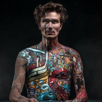 「Body-painting pour…」というタイトルのデジタルアーツ Edith Bos Boyer (EDITH DONC)によって, オリジナルのアートワーク