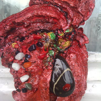 Painting titled "Wood bark treasure" by Virginia Floricica Badea, Original Artwork, Acrylic