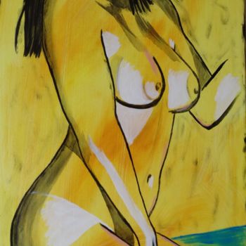 Pittura intitolato "femme-accroupie." da Jean Philippe Dufau, Opera d'arte originale, Acrilico