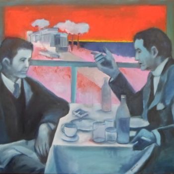 Peinture intitulée "business" par Marie Andrée Hembert, Œuvre d'art originale, Huile Monté sur Châssis en bois
