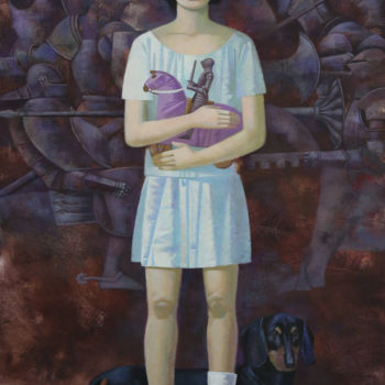 Ζωγραφική με τίτλο "Daughter of Samurai" από Andrey Simakov, Αυθεντικά έργα τέχνης, Λάδι