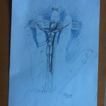 Drawing titled "At The Hand Of God" by Richard Mangold, Original Artwork, Ink