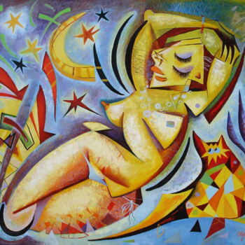 "The MOON" başlıklı Tablo Kaola Oty tarafından, Orijinal sanat, Petrol