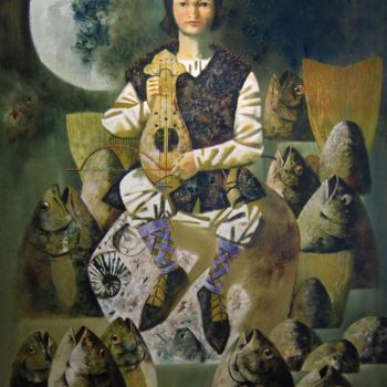 제목이 "Singing fish"인 미술작품 Andrey Simakov로, 원작, 기름