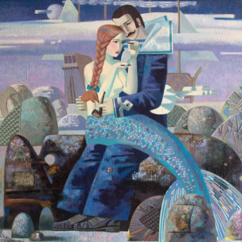 Ζωγραφική με τίτλο "Waiting high tide" από Andrey Simakov, Αυθεντικά έργα τέχνης, Λάδι