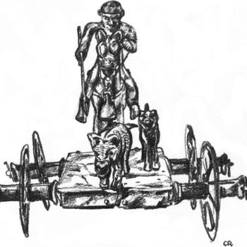 Dessin intitulée "char votif de merida" par Constance Robine, Œuvre d'art originale
