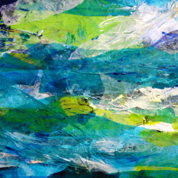 Painting titled "vague verte" by Nima, Original Artwork, Acrylic Mounted on Cardboard