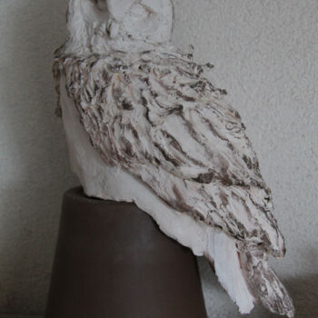 Sculpture intitulée "Le hibou du Bréau" par Catherine Costet (Lccat), Œuvre d'art originale