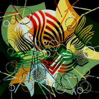 Painting titled "Disco in green and…" by Dan Civa, Original Artwork, Acrylic