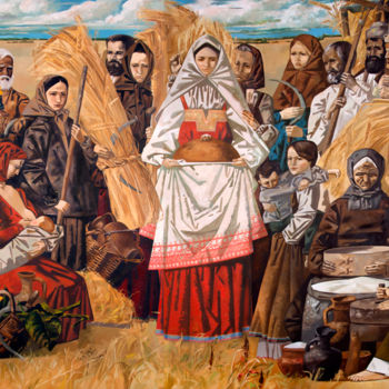 Schilderij getiteld "Bread and salt" door Andrey Simakov, Origineel Kunstwerk, Olie